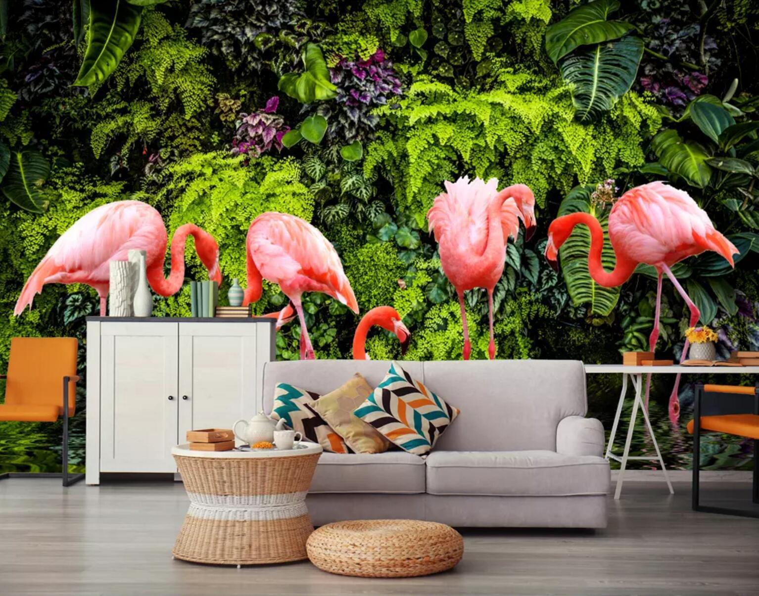 3D Forest Flamingo River 359 Wallpaper AJ Wallpaper 