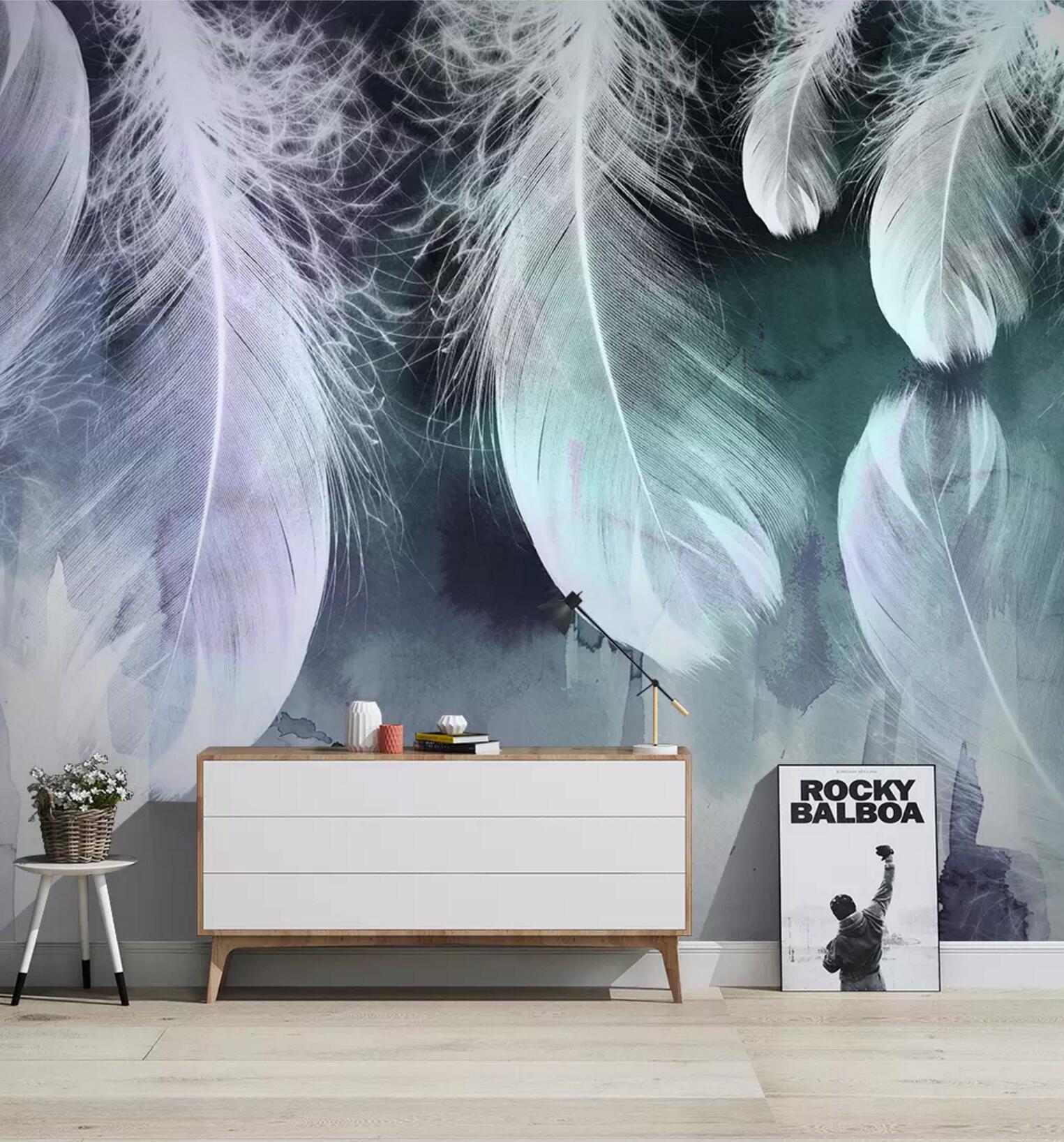 3D Purple Feathers WC773 Wall Murals