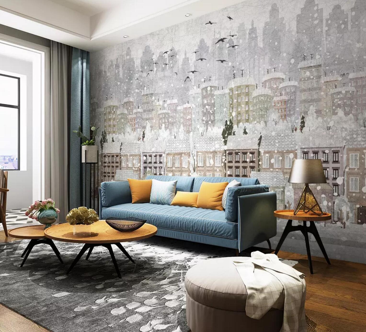 3D City Snow Bird WC771 Wall Murals