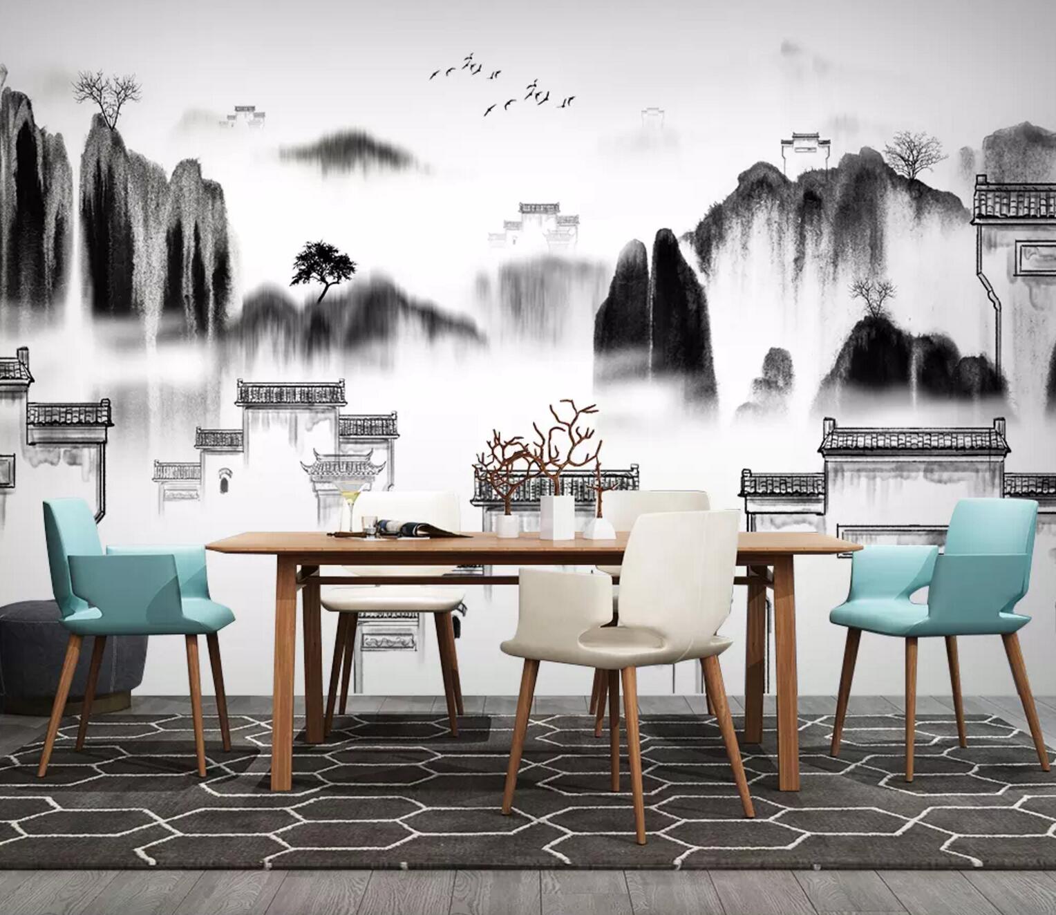 3D House Hill WC743 Wall Murals