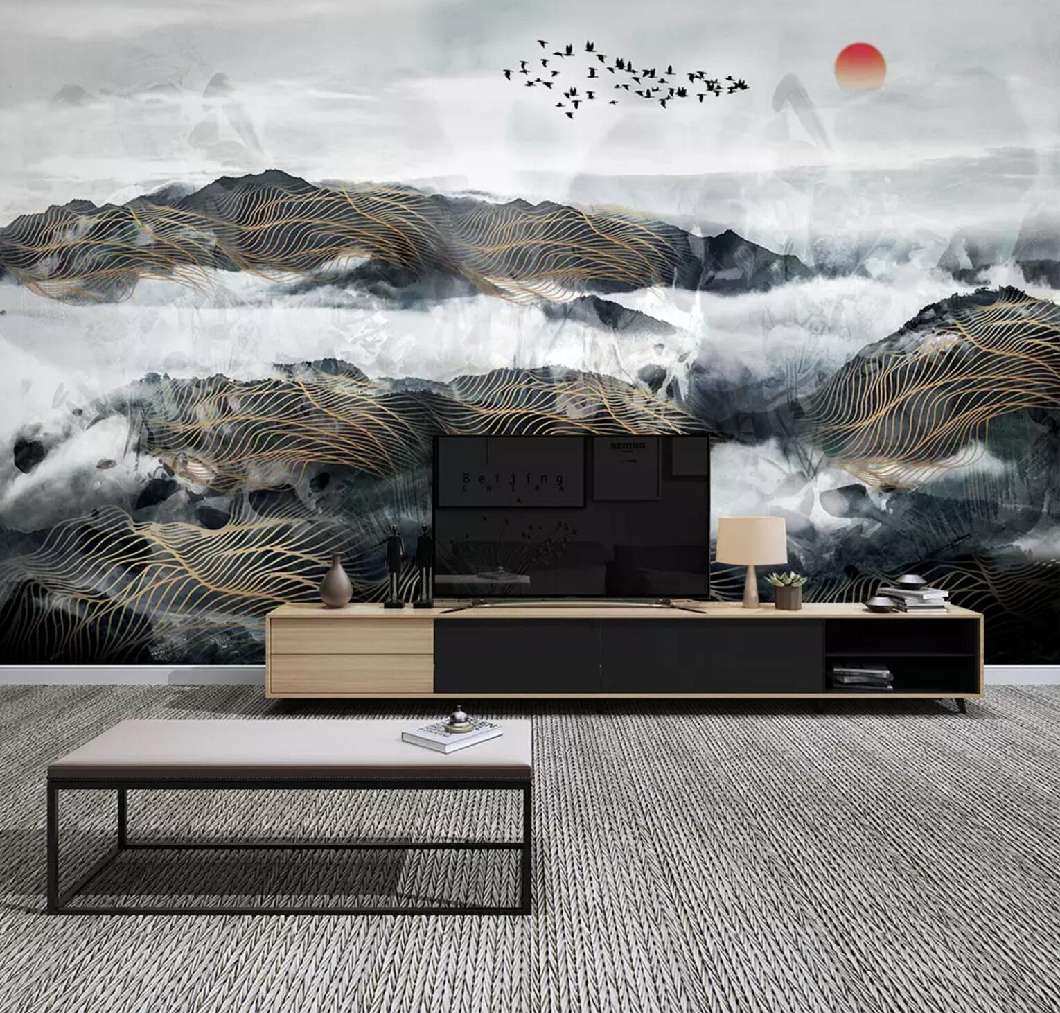 3D Geese Cloud WC640 Wall Murals
