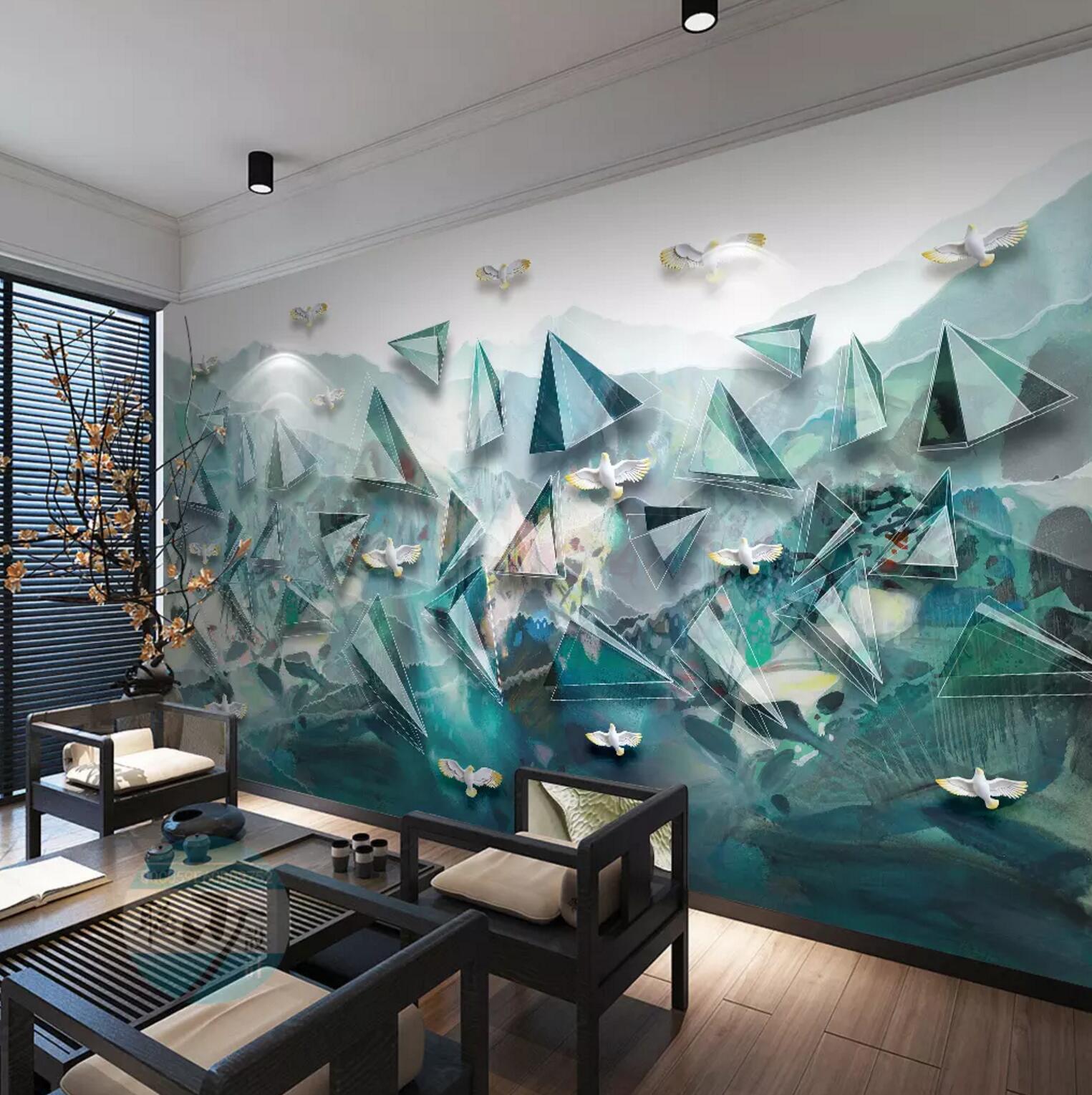 3D Pigeon Triangle WC466 Wall Murals