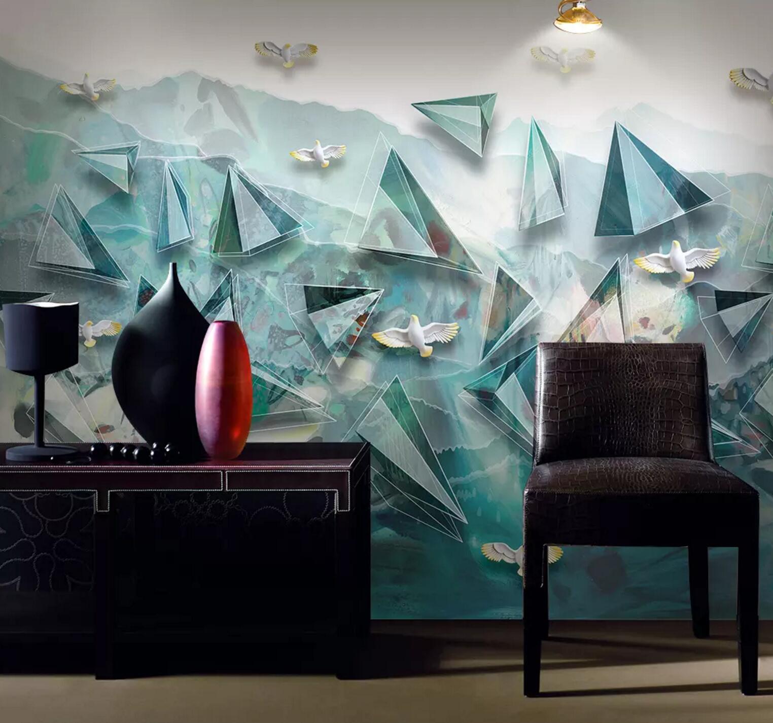 3D Pigeon Triangle WC466 Wall Murals