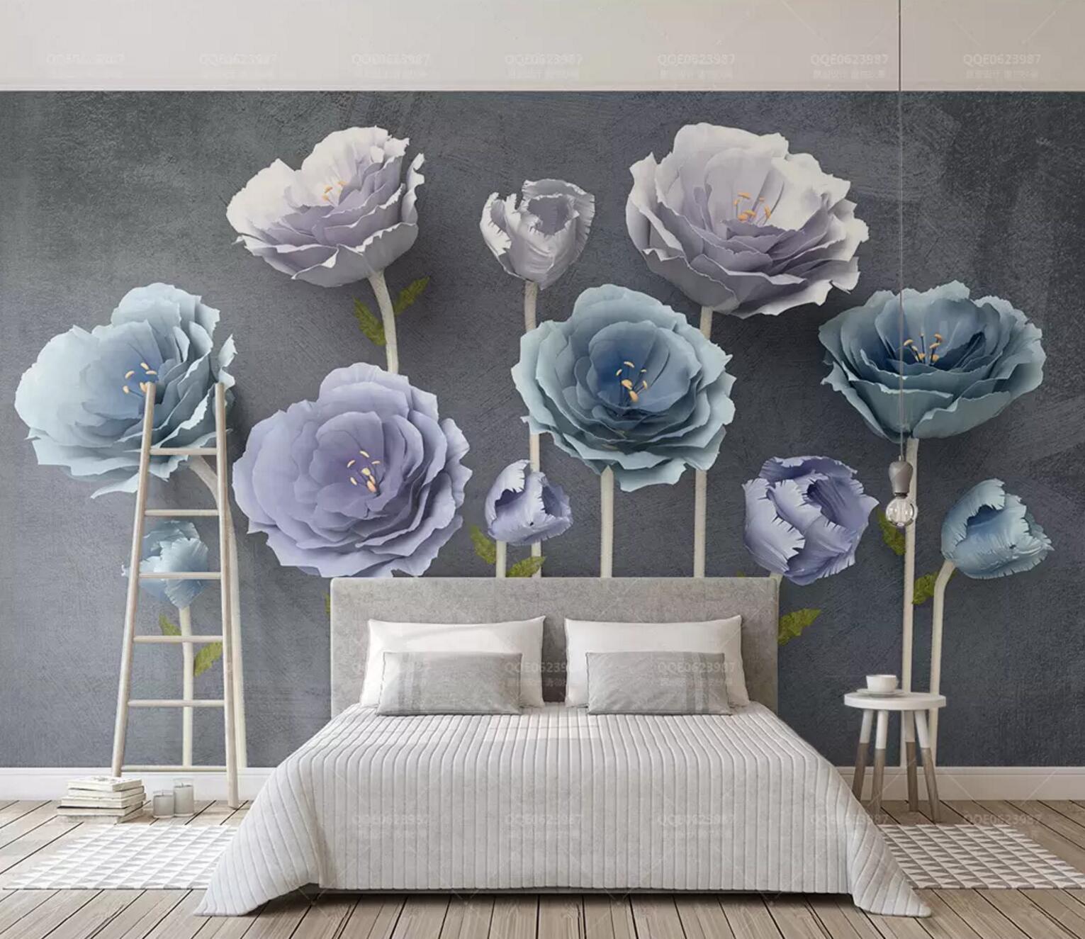 3D Blue Flower 368 Wallpaper AJ Wallpaper 