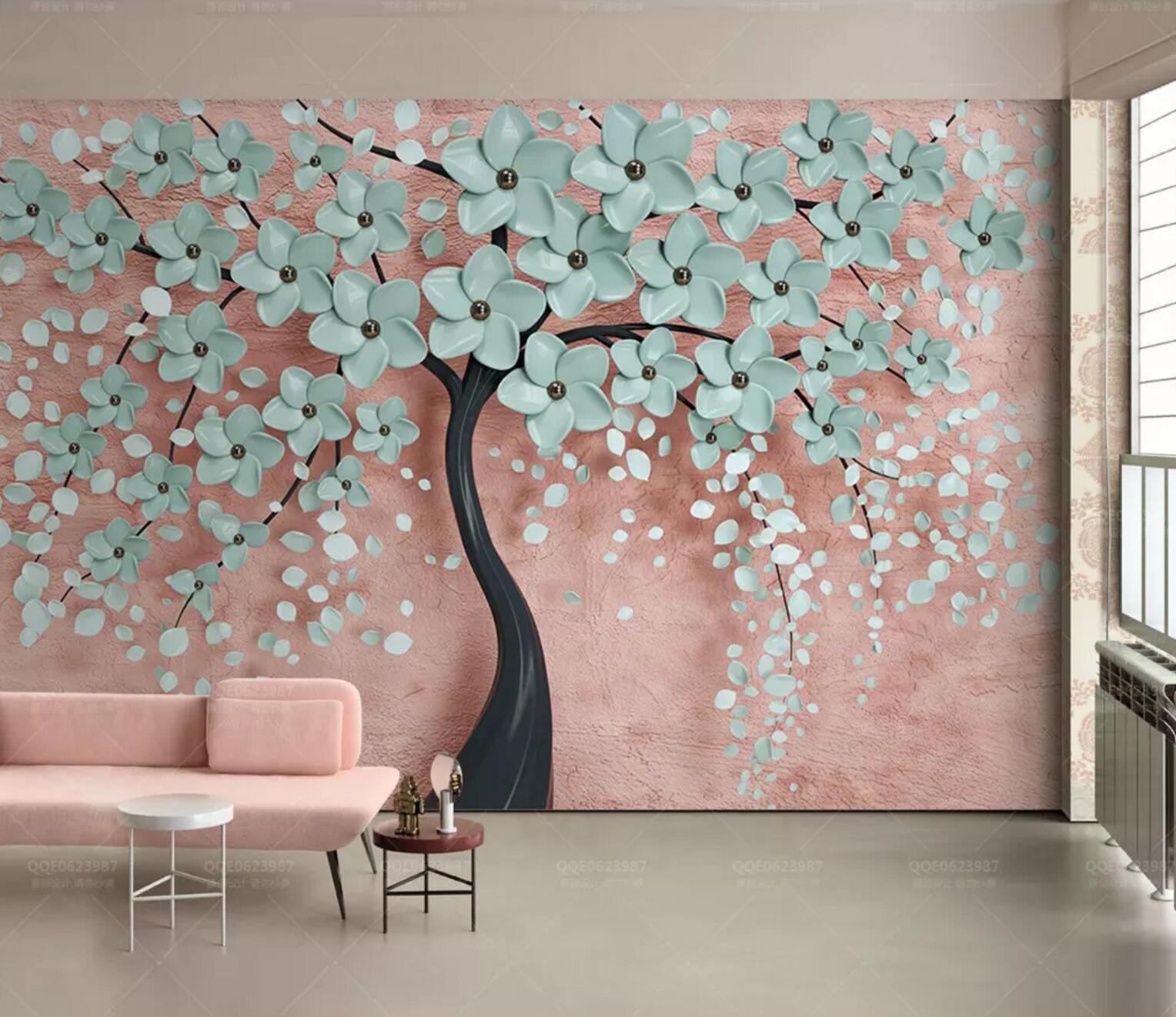 3D Green Flower Tree WC520 Wall Murals