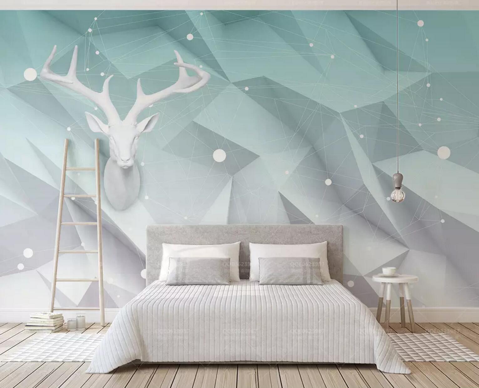 3D White Deer Head 122 Wallpaper AJ Wallpaper 