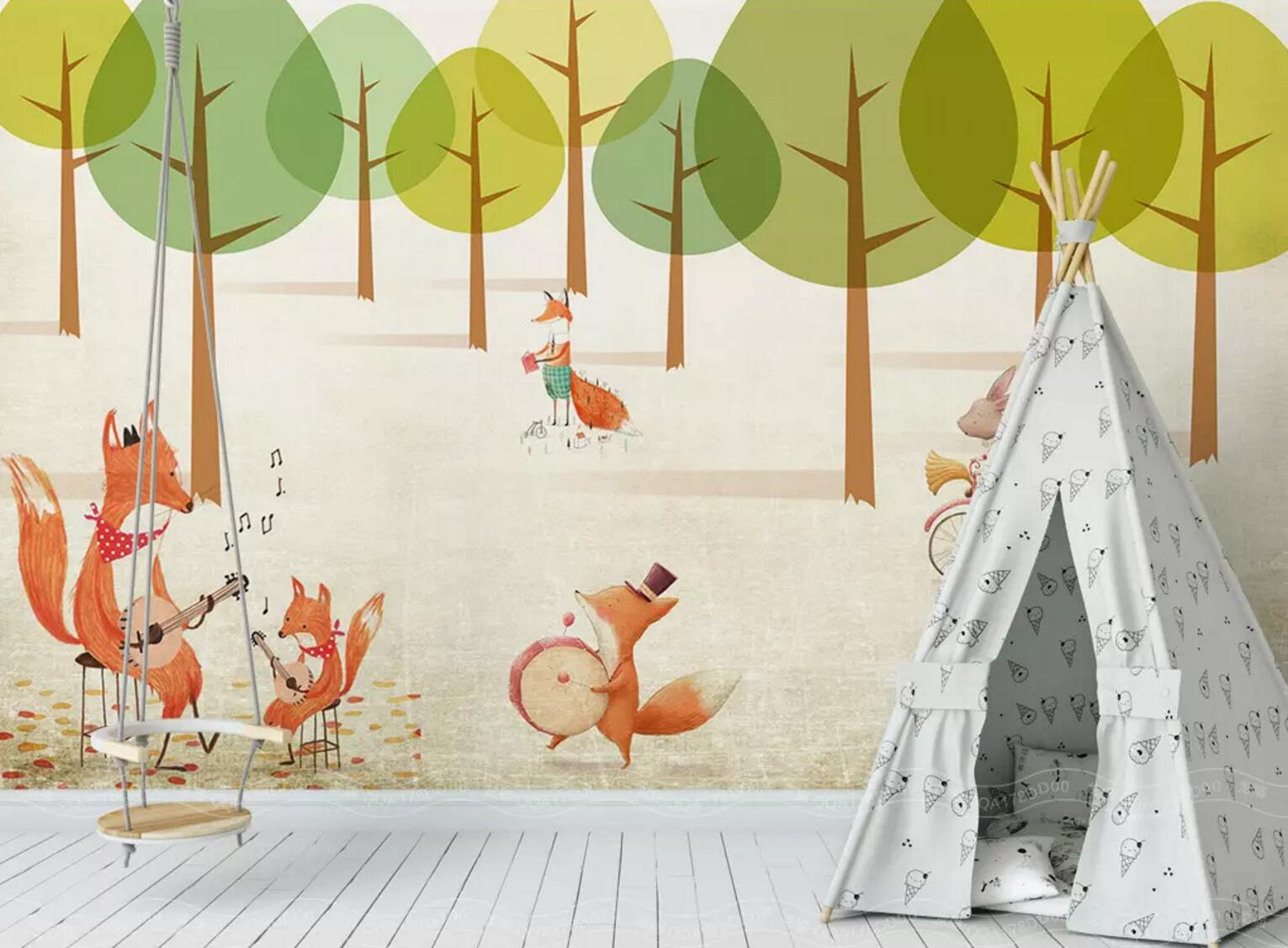 3D Forest Fox WC422 Wall Murals