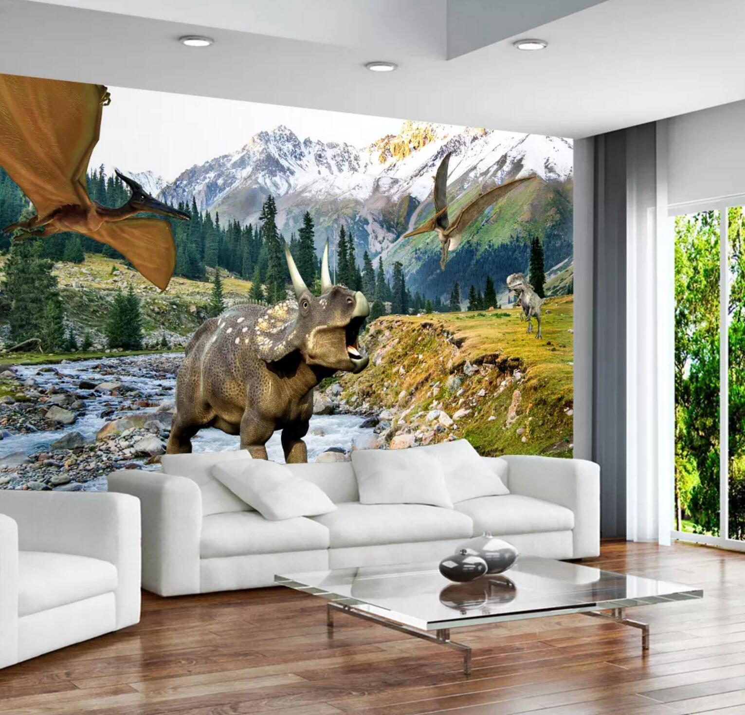 3D Dinosaur Snow Mountain 250 Wallpaper AJ Wallpaper 