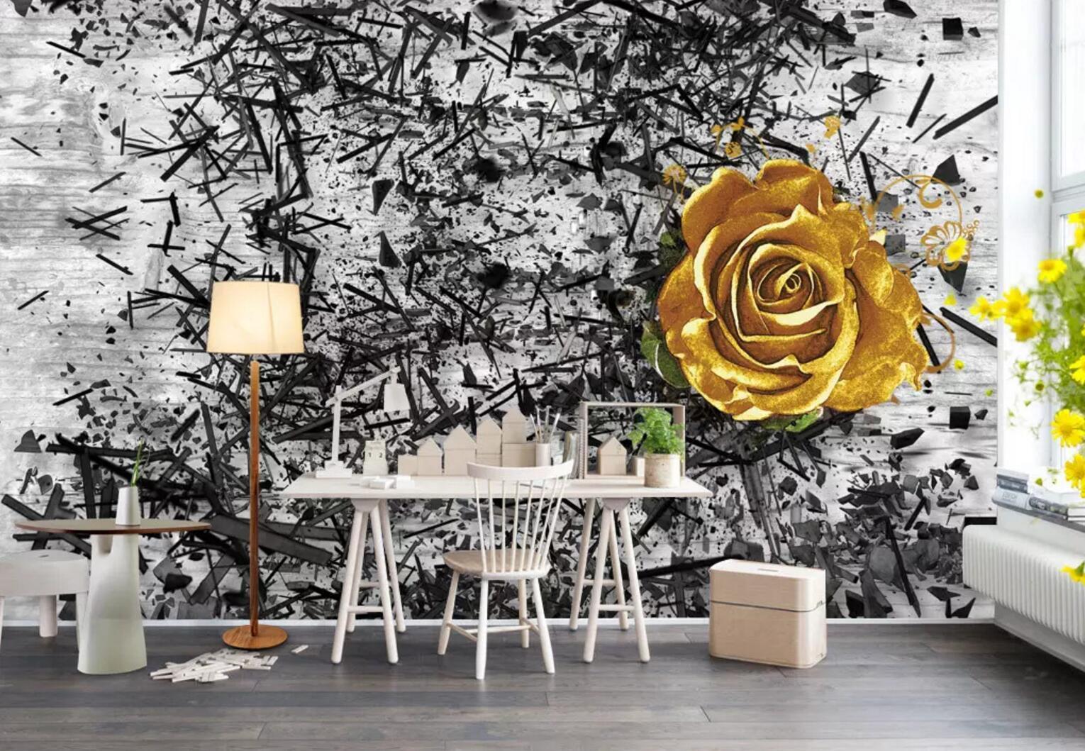 3D Golden Flower 158 Wallpaper AJ Wallpaper 