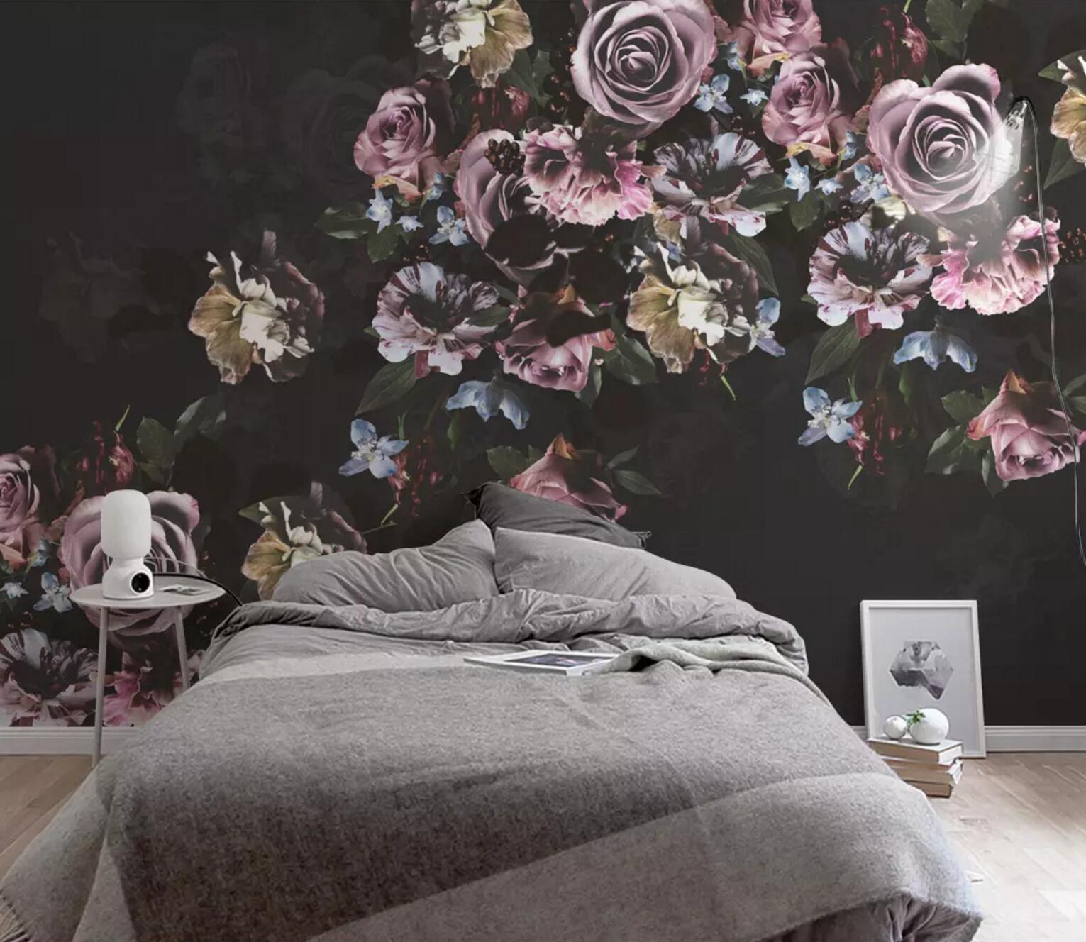 3D Purple Vintage Rose WC757 Wall Murals