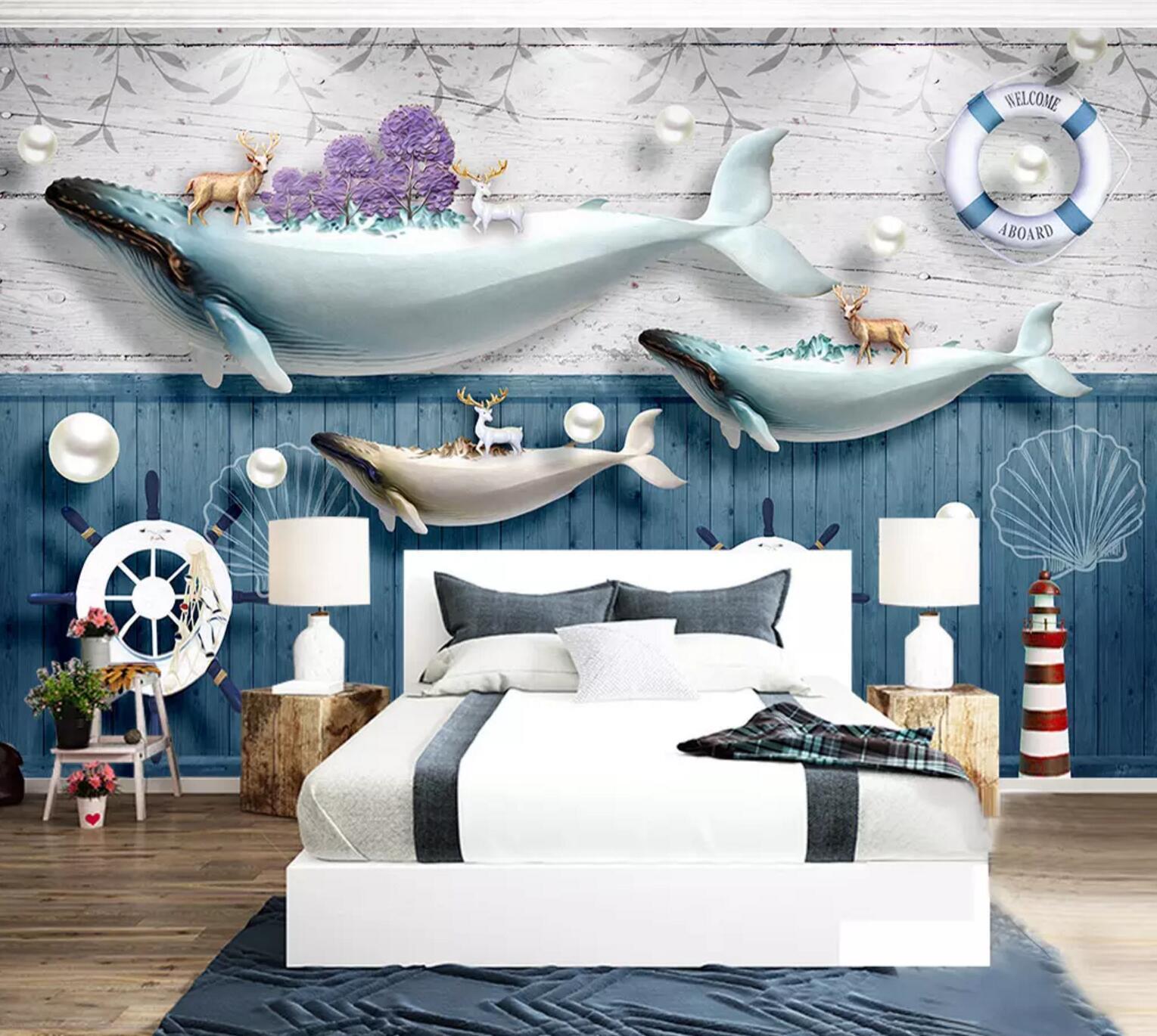 3D Whale Deer 062 Wallpaper AJ Wallpaper 