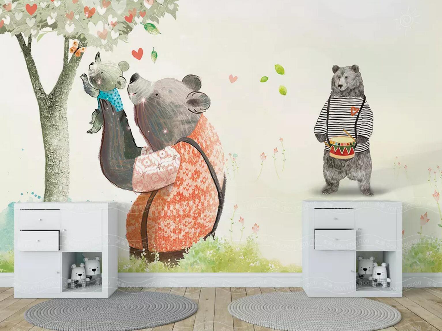 3D Bear Tree WC394 Wall Murals