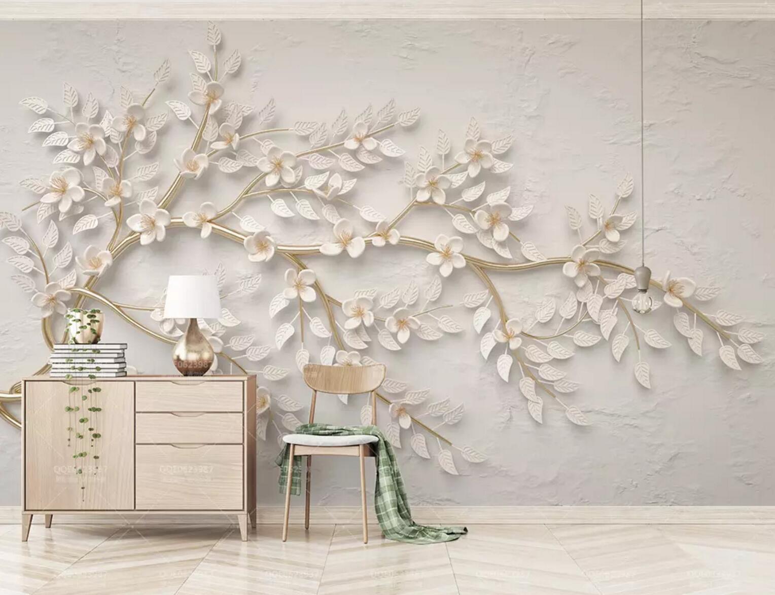 3D Sculpture White Flower 460 Wallpaper AJ Wallpaper 