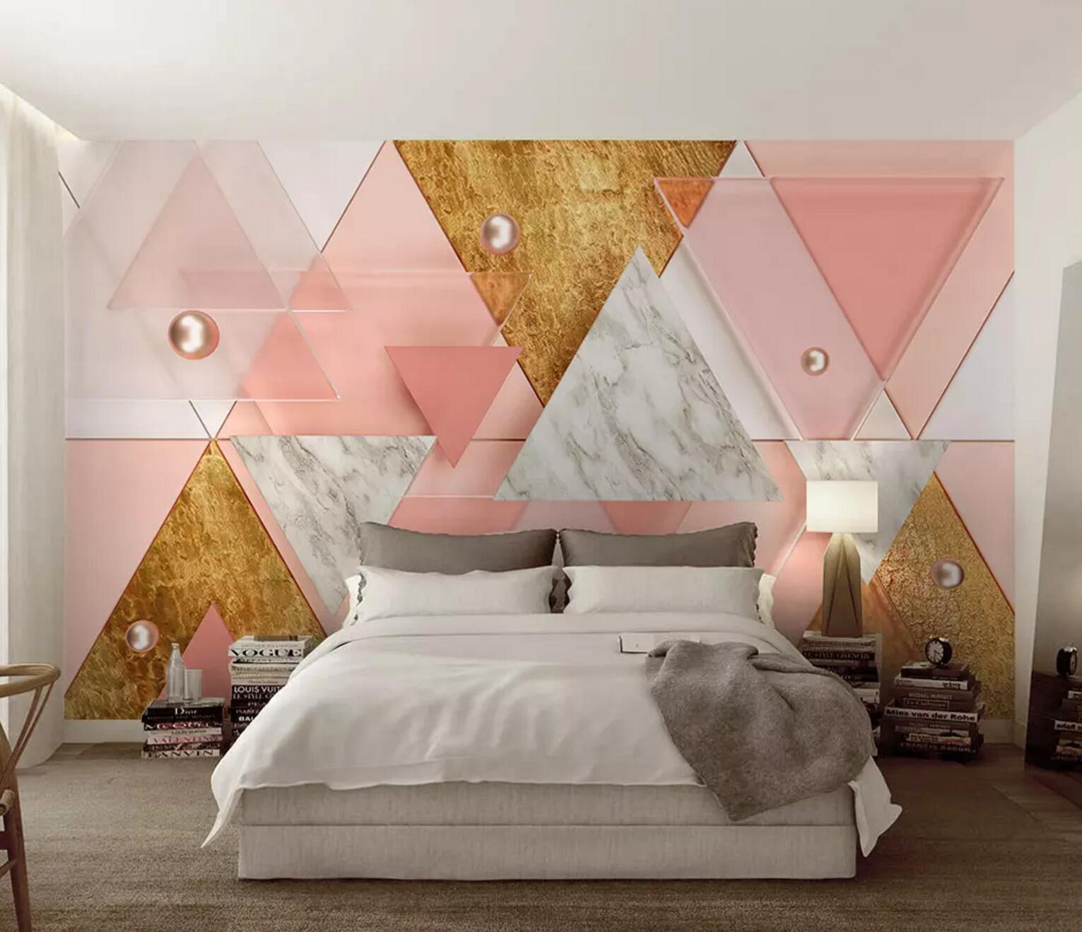3D Pearl Triangle WC547 Wall Murals