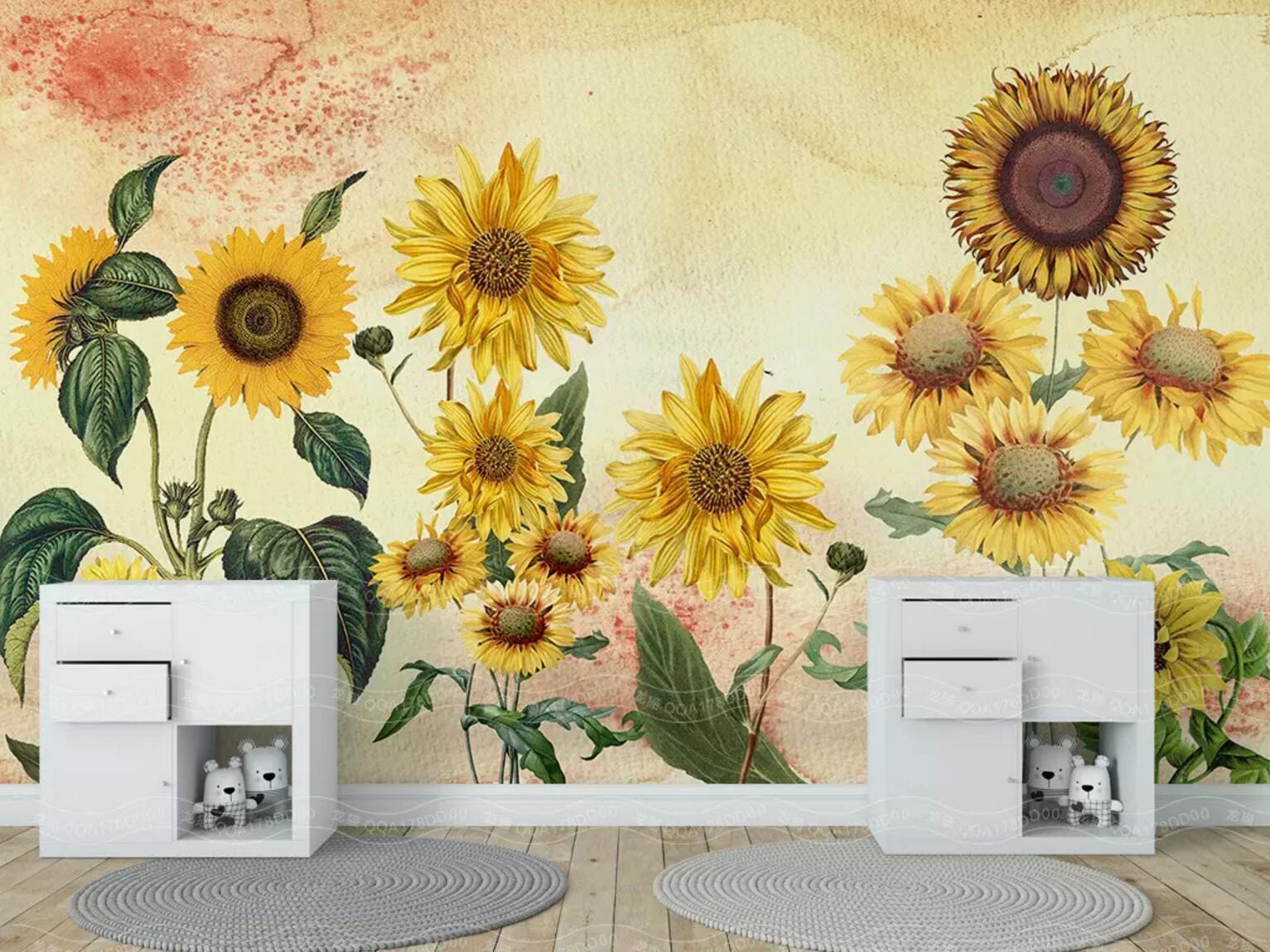 3D Sunflower Flower 068 Wallpaper AJ Wallpaper 
