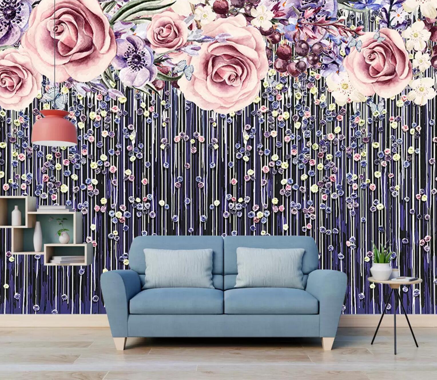3D Rose Curtain 387 Wallpaper AJ Wallpaper 