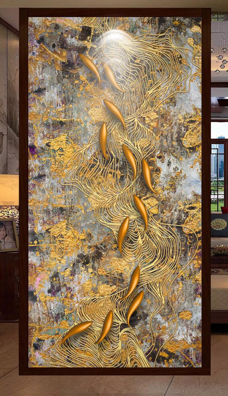 3D Golden Fish WC858 Wall Murals