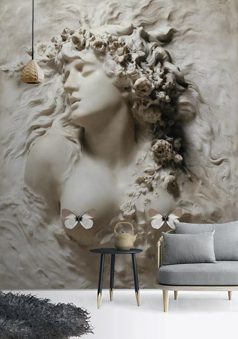 3D Carving Woman WC813 Wall Murals