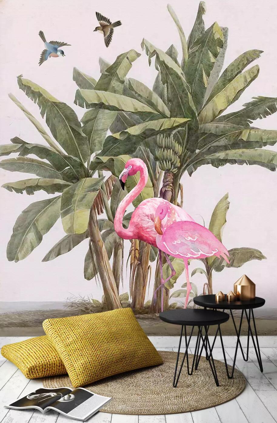 3D Flamingo Magpie 493 Wallpaper AJ Wallpaper 