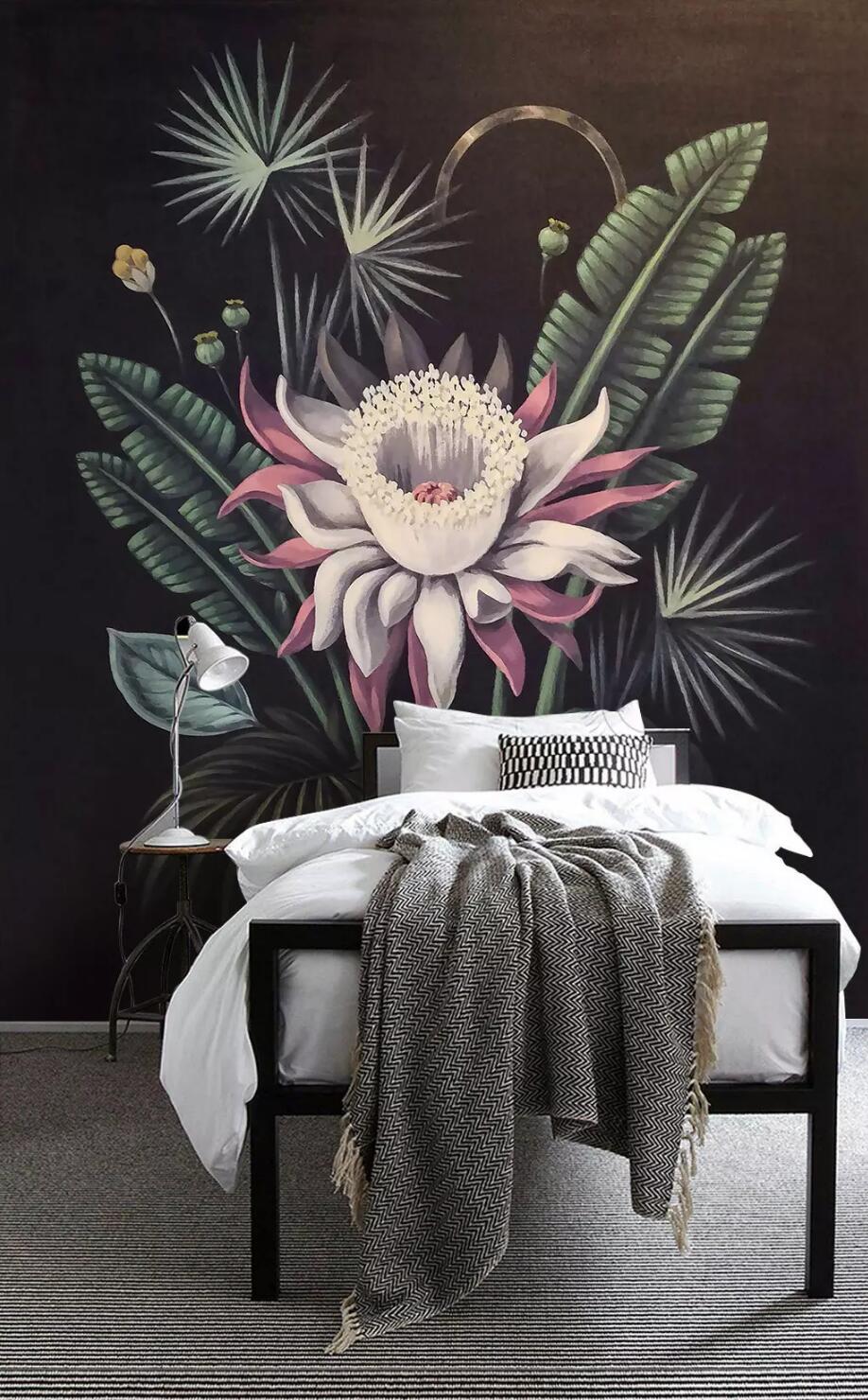 3D Red Flower Leaves WC842 Wall Murals
