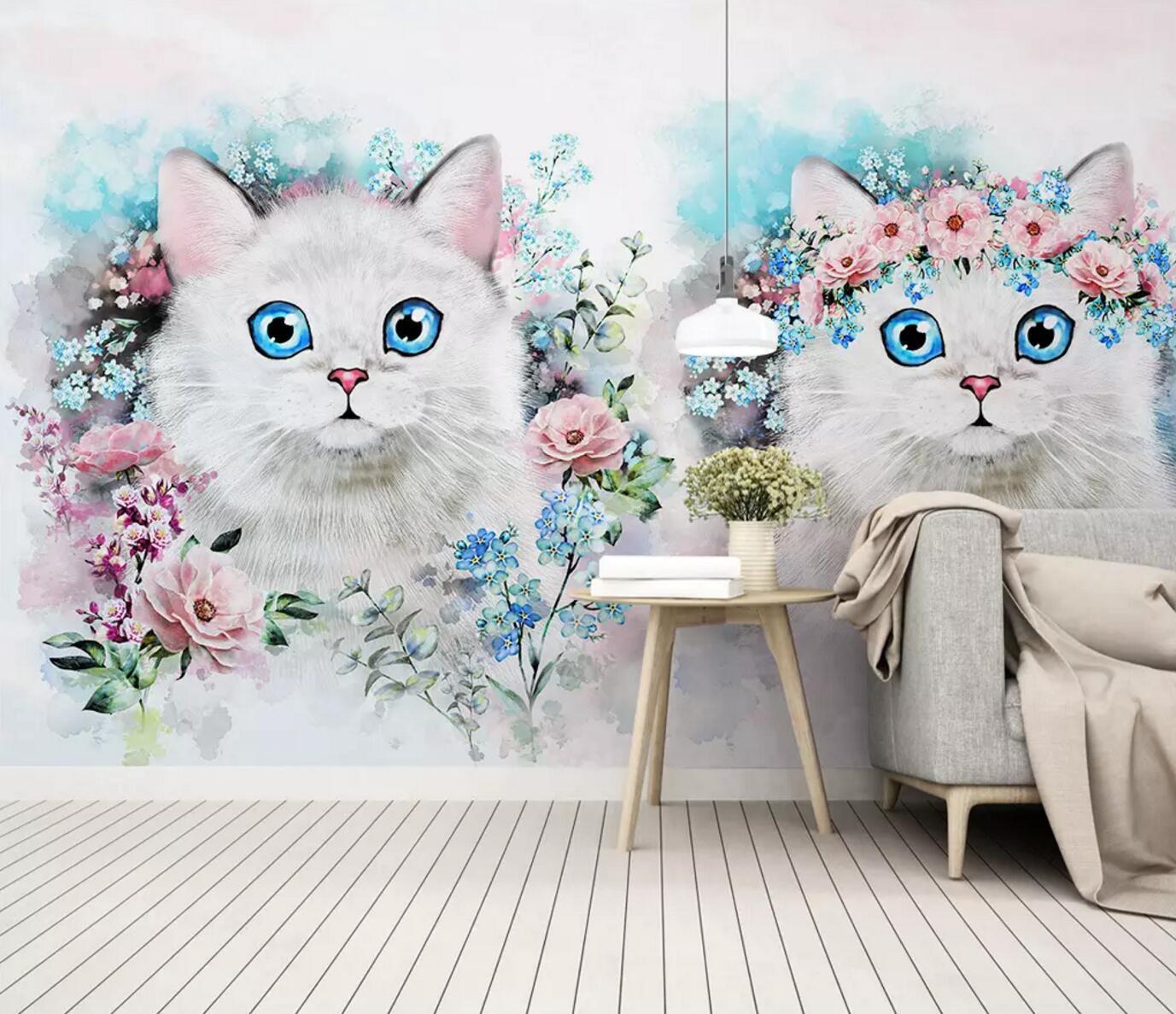 3D White Cat 310 Wallpaper AJ Wallpaper 