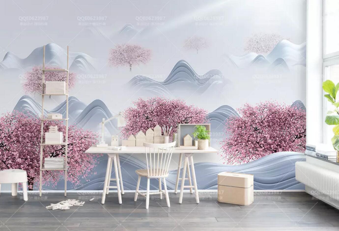3D Flower Mountain 047 Wallpaper AJ Wallpaper 