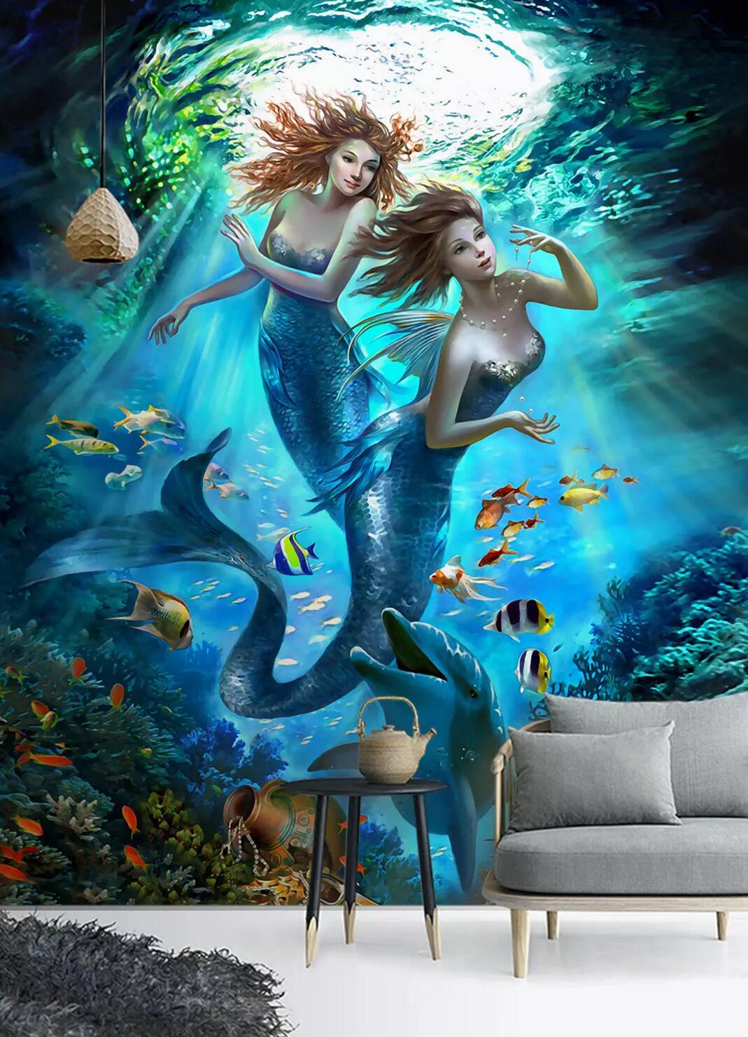 3D Underwater Mermaid WC836 Wall Murals