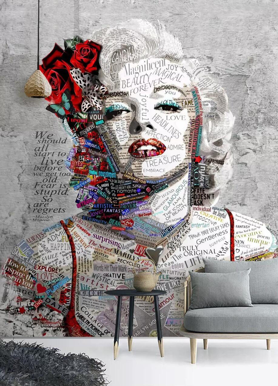 3D Red Lips Star WC831 Wall Murals