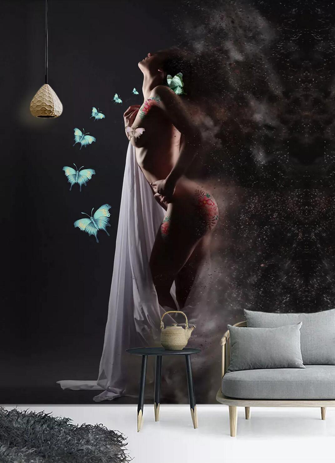 3D Woman Butterfly WC837 Wall Murals
