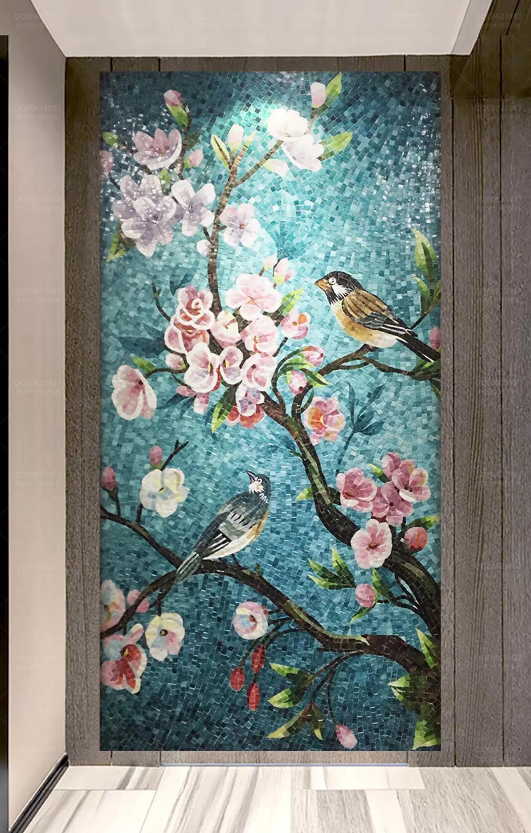 3D Plum Magpie WC839 Wall Murals