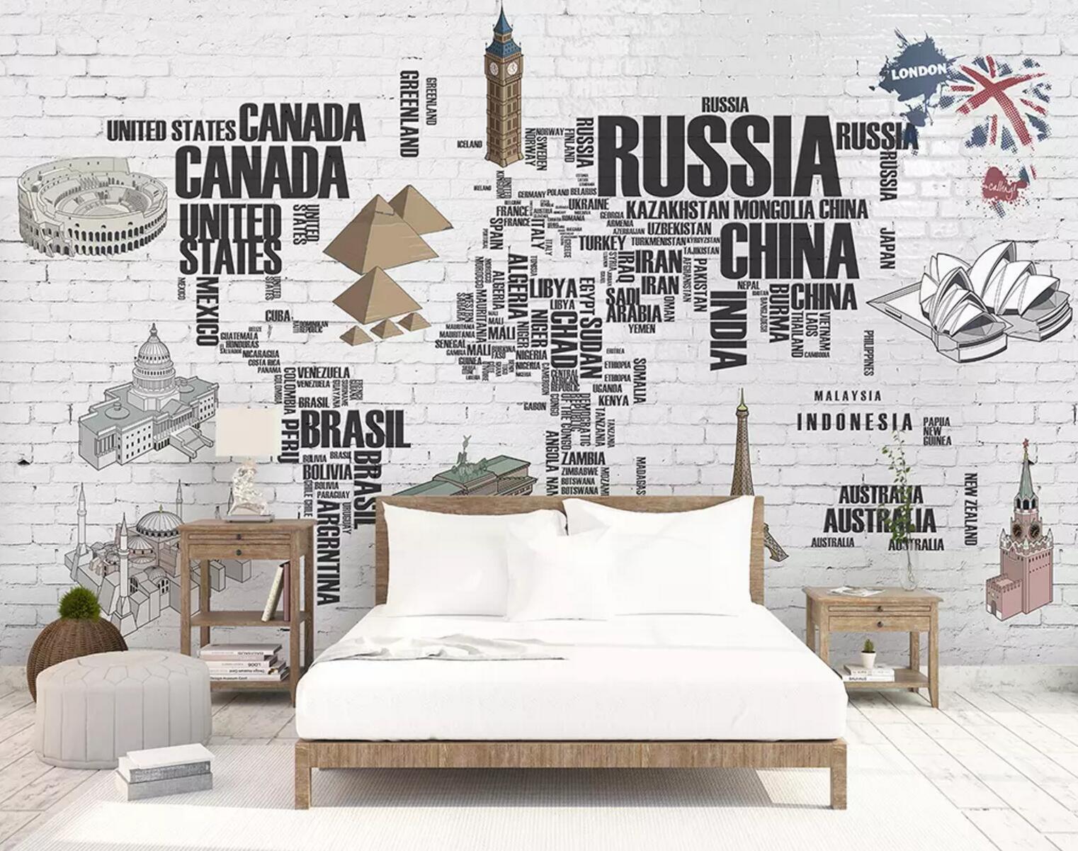 3D Map Building WC791 Wall Murals