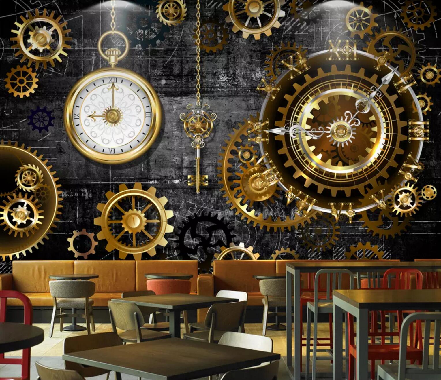 3D Gear Clock WC626 Wall Murals