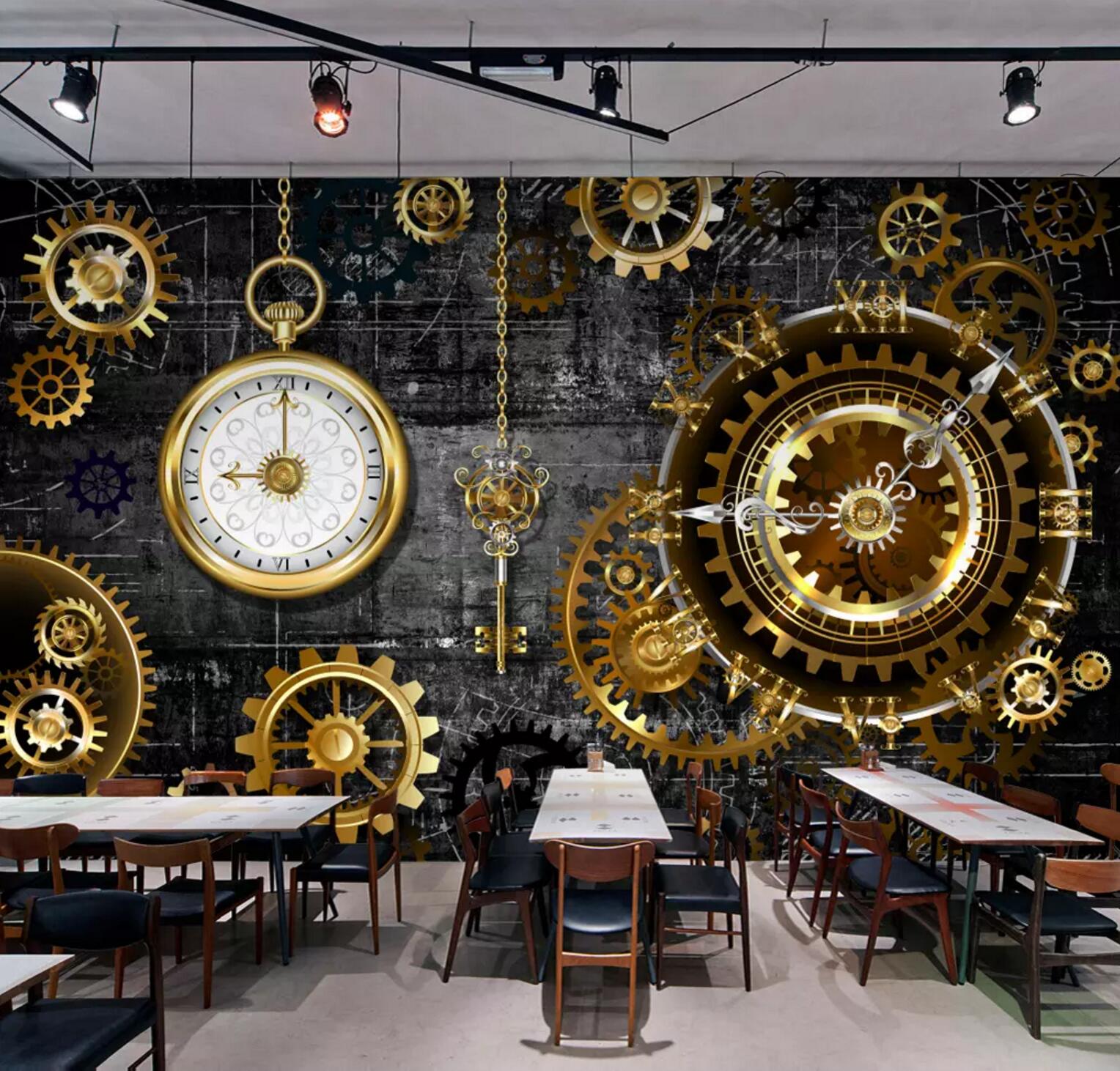 3D Gear Clock WC626 Wall Murals