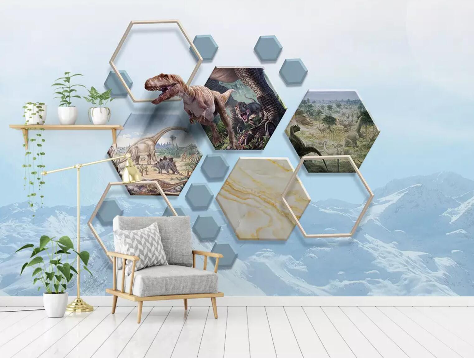 3D Hex Dinosaur 258 Wallpaper AJ Wallpaper 