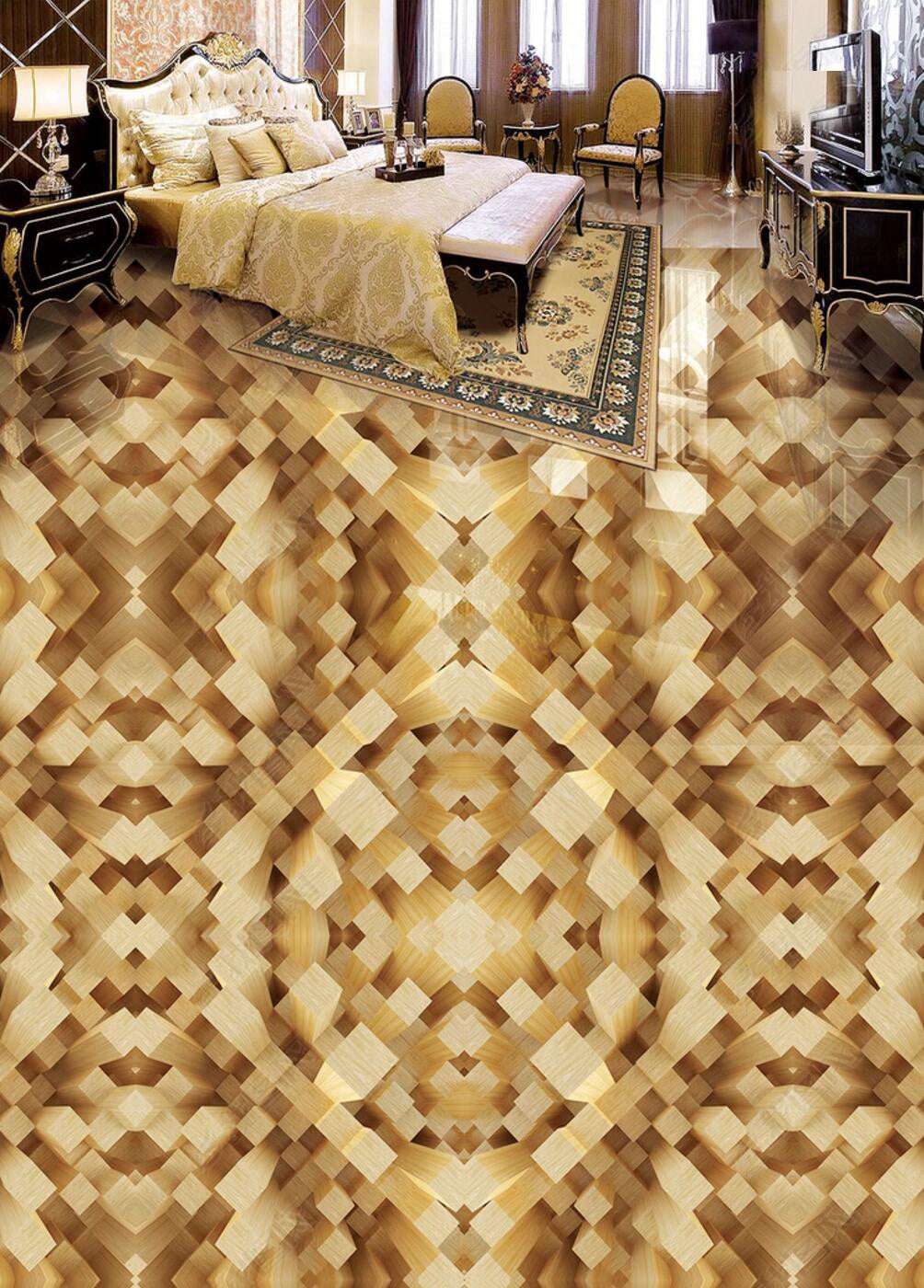 3D Bamboo Silk Weaving 081 Floor Mural  Self-Adhesive Sticker Bathroom Non-slip Waterproof Flooring Murals