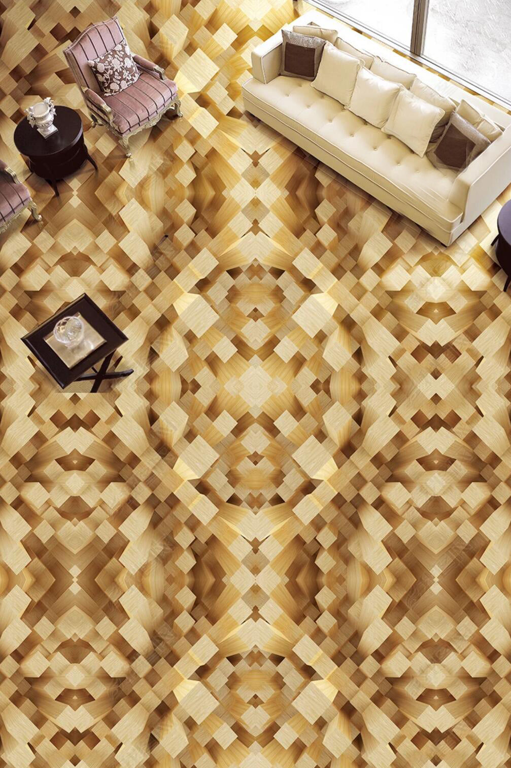 3D Bamboo Silk Weaving 081 Floor Mural  Self-Adhesive Sticker Bathroom Non-slip Waterproof Flooring Murals