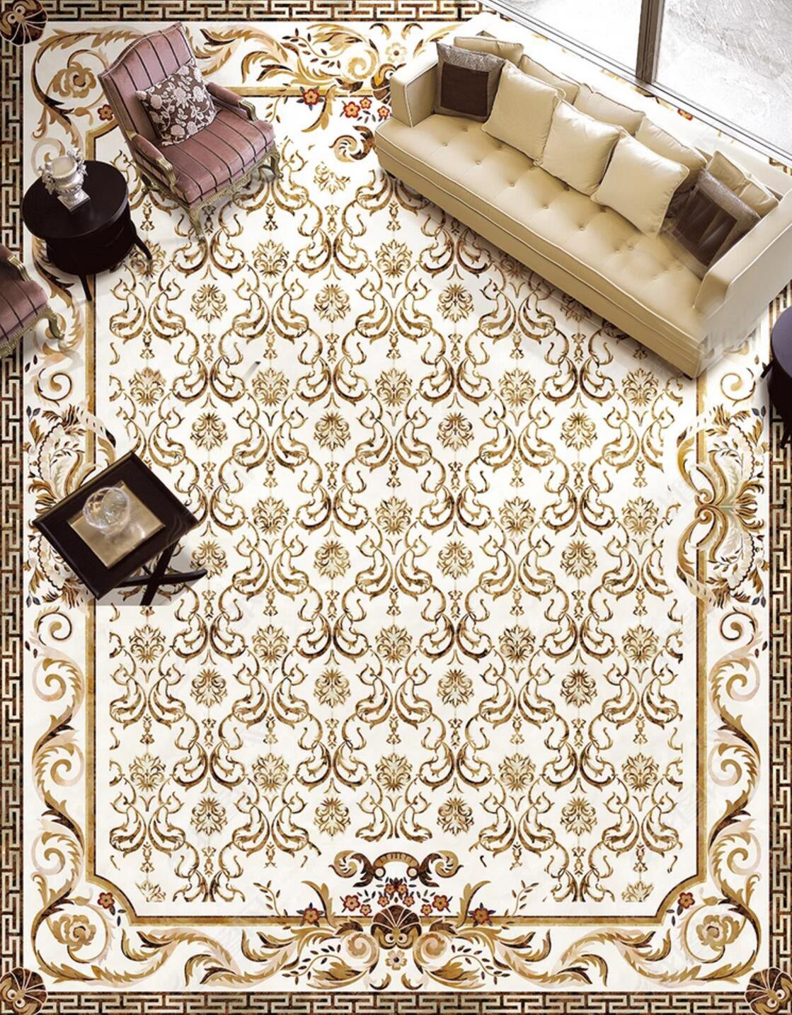 3D High-end Elegance 051 Floor Mural  Self-Adhesive Sticker Bathroom Non-slip Waterproof Flooring Murals