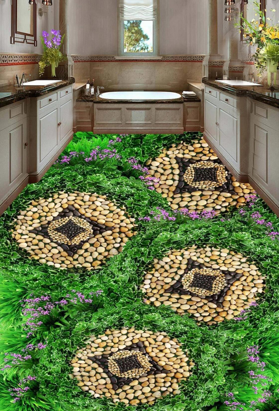 3D Grass Pebbles 099 Floor Mural  Self-Adhesive Sticker Bathroom Non-slip Waterproof Flooring Murals