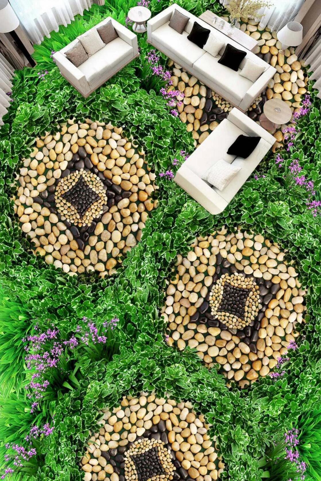 3D Grass Pebbles 099 Floor Mural  Self-Adhesive Sticker Bathroom Non-slip Waterproof Flooring Murals