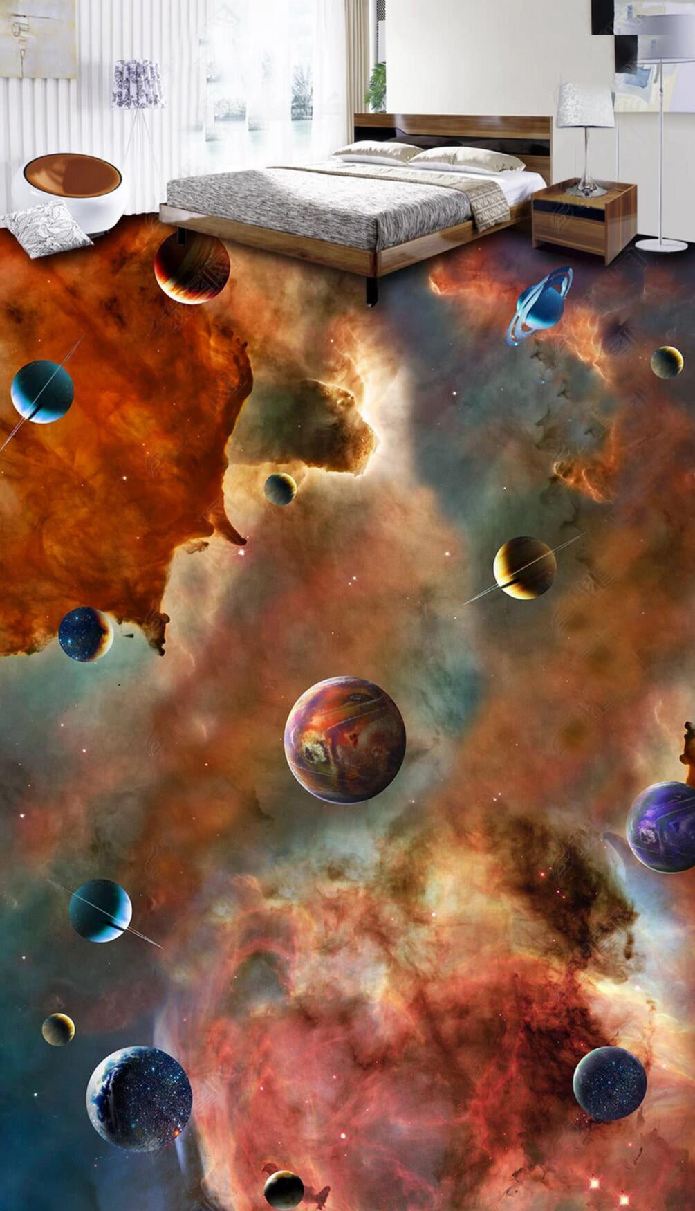 3D Universe Planet 085 Floor Mural  Self-Adhesive Sticker Bathroom Non-slip Waterproof Flooring Murals