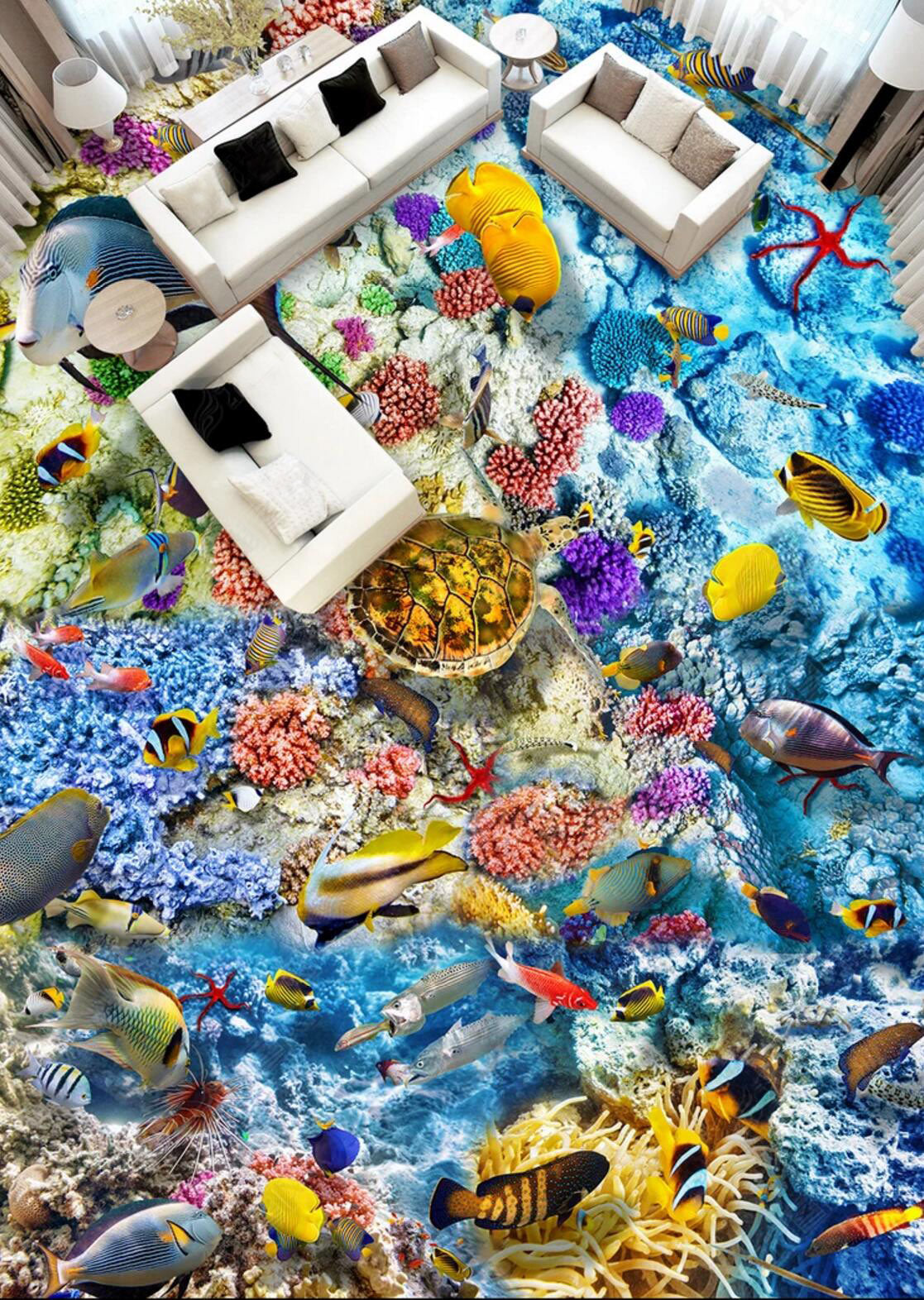 3D Magical Seaweed 039 Floor Mural  Self-Adhesive Sticker Bathroom Non-slip Waterproof Flooring Murals