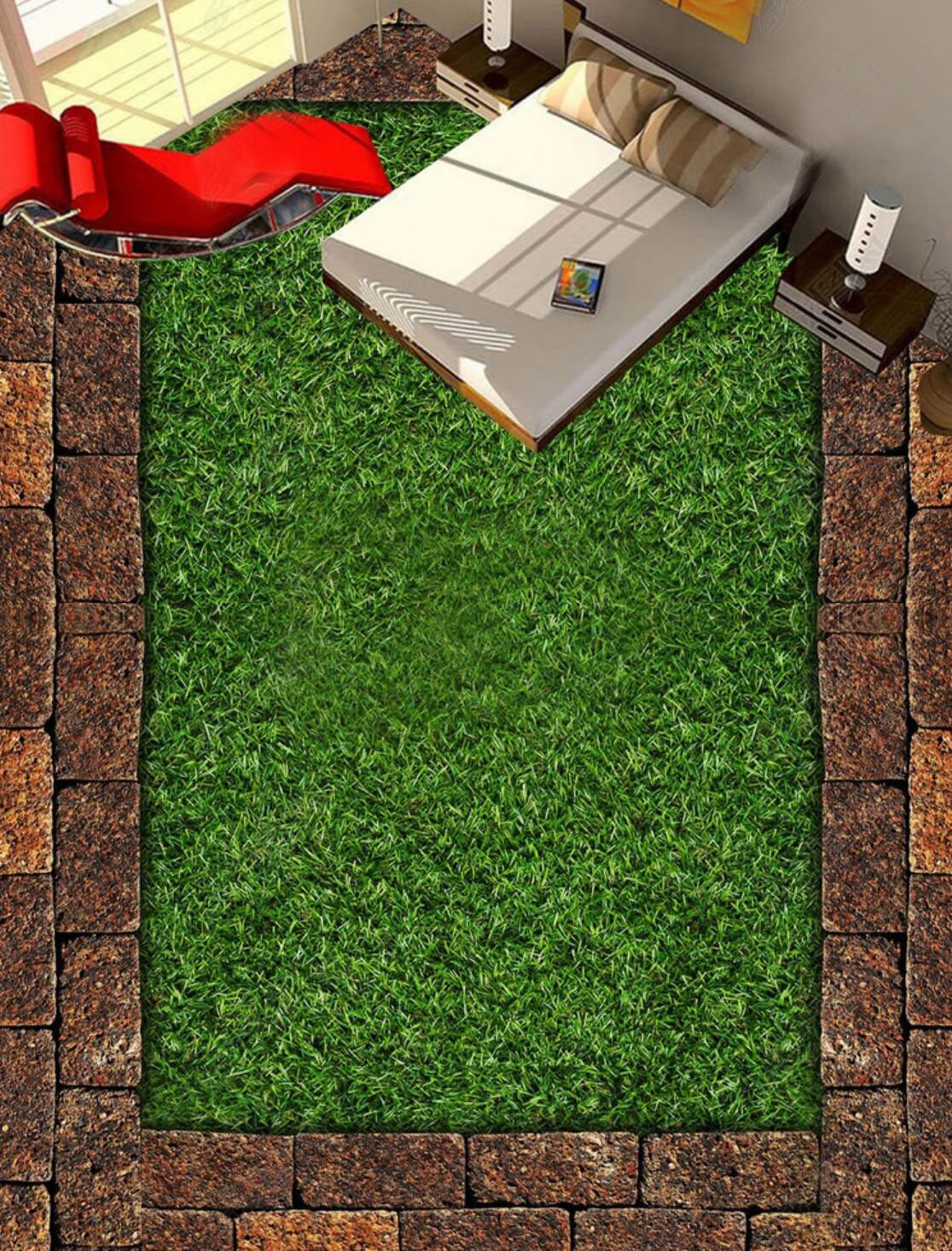 3D Green Lawn 021 Floor Mural  Self-Adhesive Sticker Bathroom Non-slip Waterproof Flooring Murals