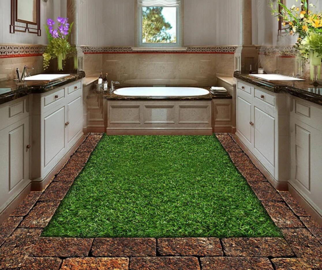 3D Green Lawn 021 Floor Mural  Self-Adhesive Sticker Bathroom Non-slip Waterproof Flooring Murals