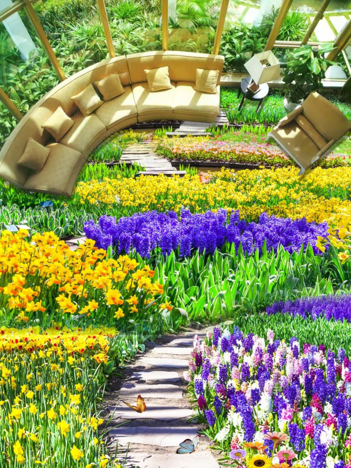 3D Flower World 057 Floor Mural  Self-Adhesive Sticker Bathroom Non-slip Waterproof Flooring Murals