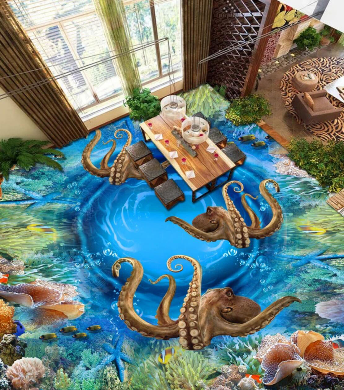 3D Mysterious Seabed 024 Floor Mural  Self-Adhesive Sticker Bathroom Non-slip Waterproof Flooring Murals