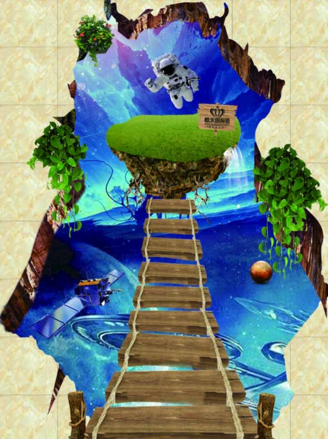 3D Star Bridge 157 Floor Mural  Self-Adhesive Sticker Bathroom Non-slip Waterproof Flooring Murals