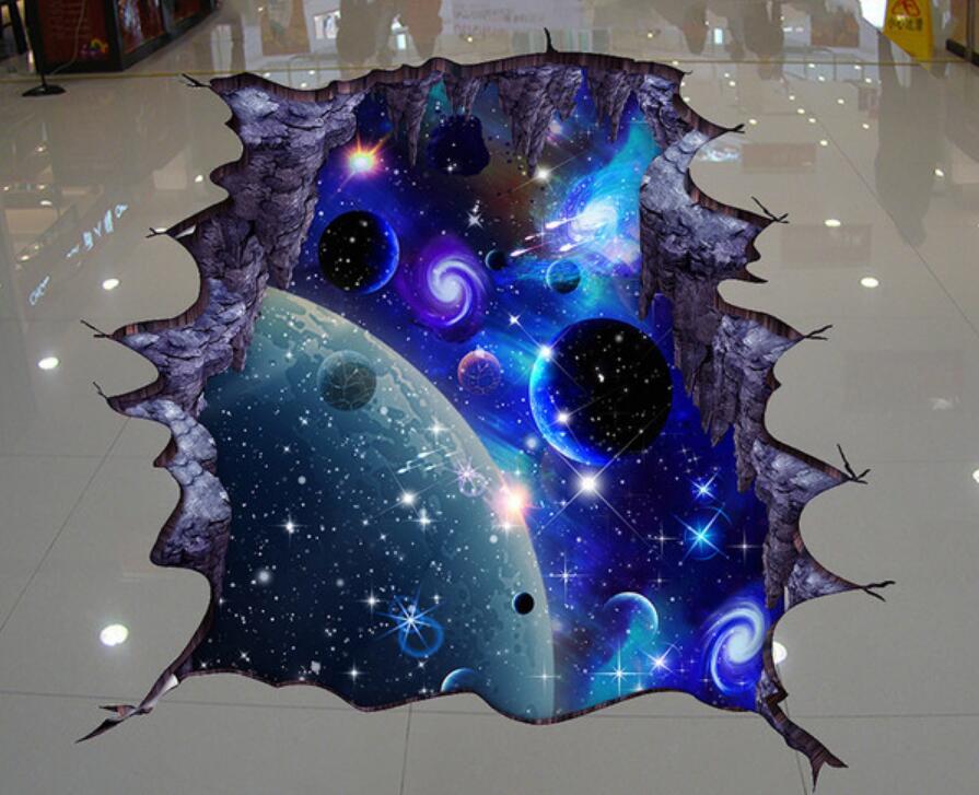 3D Universe Planet 103 Floor Mural  Self-Adhesive Sticker Bathroom Non-slip Waterproof Flooring Murals