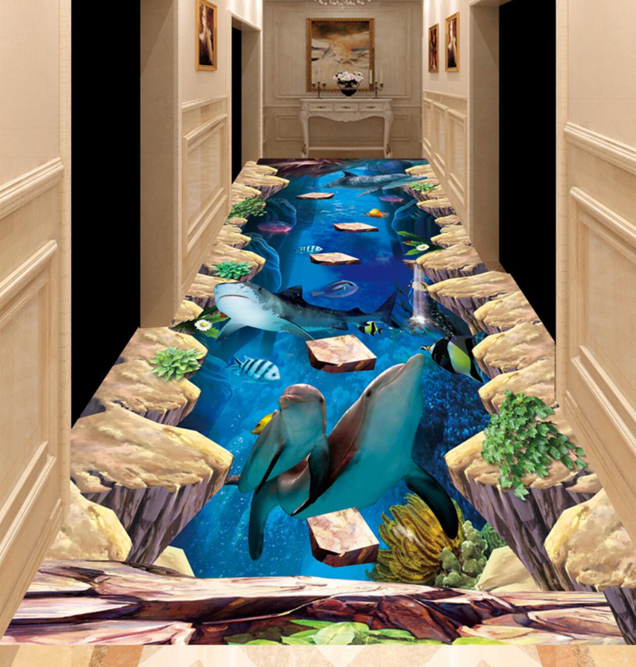 3D Marine Fish 159 Floor Mural  Self-Adhesive Sticker Bathroom Non-slip Waterproof Flooring Murals