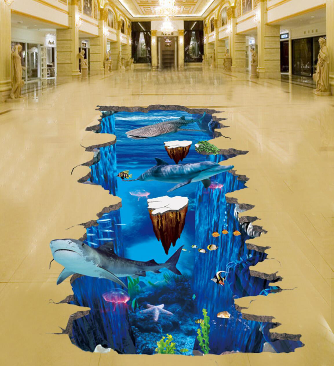 3D Water Garden 142 Floor Mural  Self-Adhesive Sticker Bathroom Non-slip Waterproof Flooring Murals