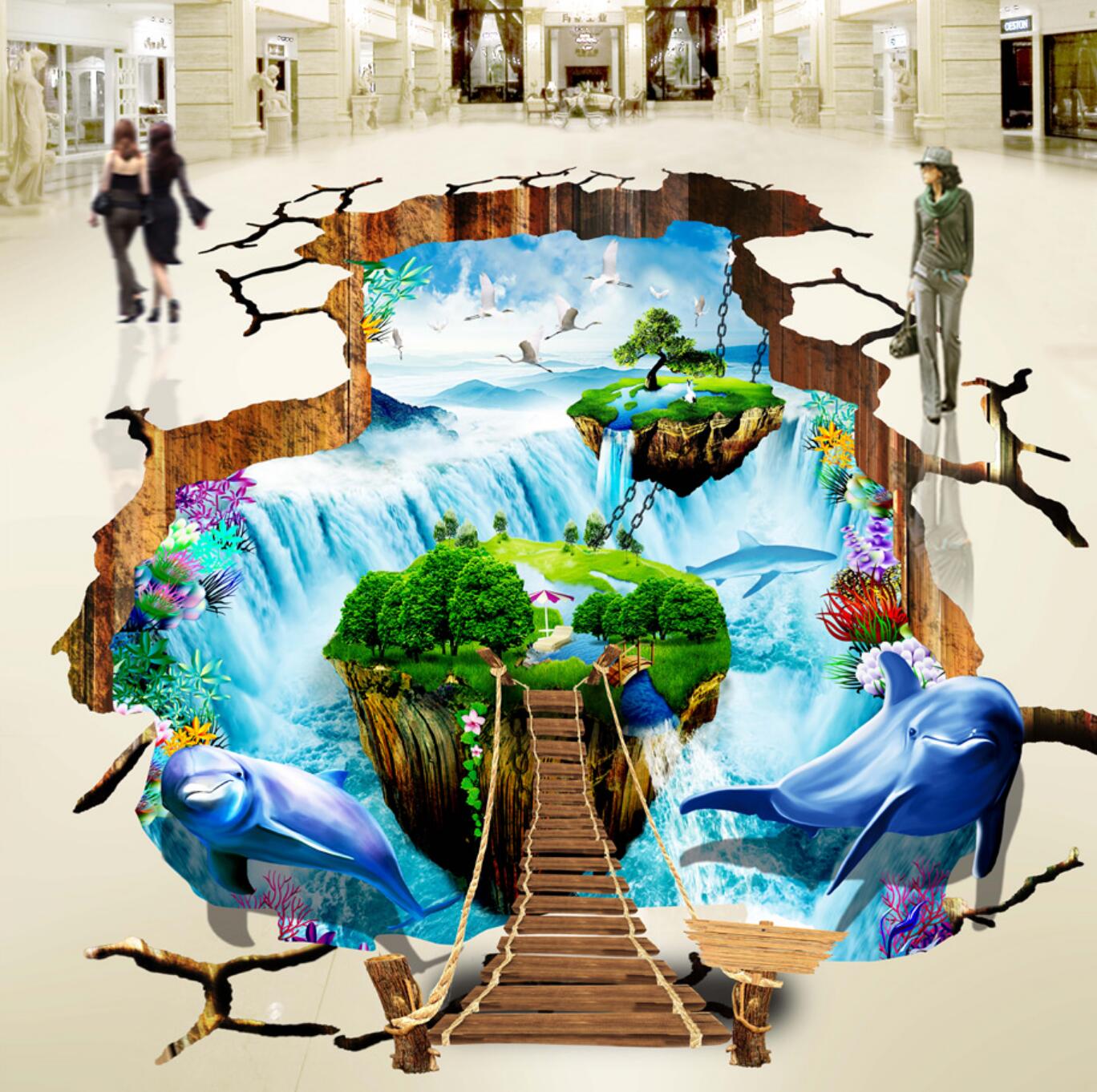3D Garden Chain 141 Floor Mural  Self-Adhesive Sticker Bathroom Non-slip Waterproof Flooring Murals